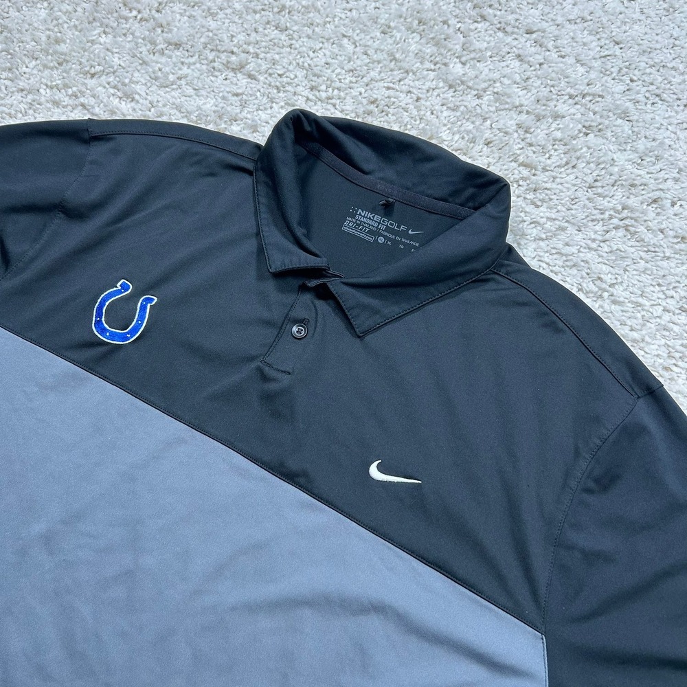 Nike Golf Indianapolis Colts Polo XL Black Grey Dri-FIT Colorblock Performance